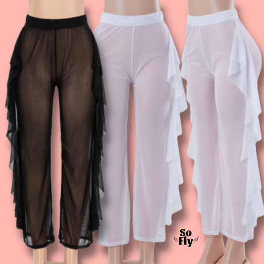 Ruffle Mesh Pants