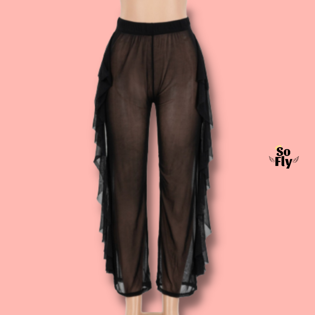 Ruffle Mesh Pants